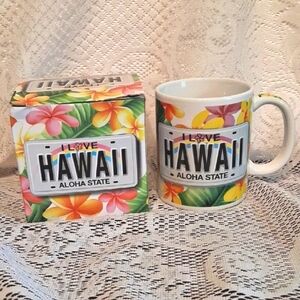 Hawaii Aloha State Mug with Floral Design - Never Used 3616